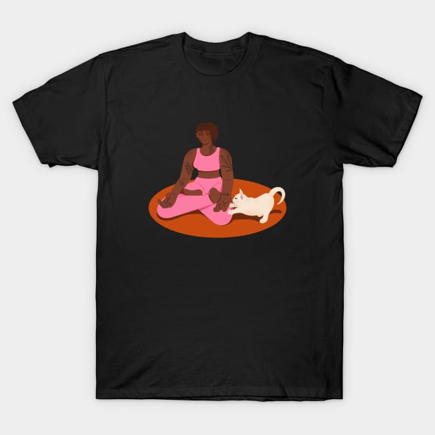 Yoga Lover and the Cat T-Shirt by aykimkio